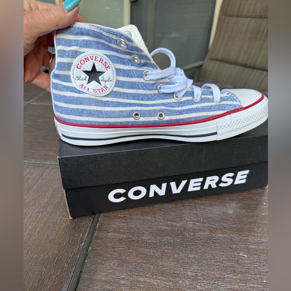 Converse Blue and White Striped High-Tops